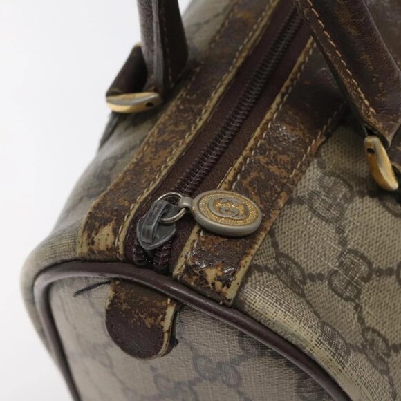 GUCCI GG Supreme Web Sherry Line Hand Bag PVC Beige Gold - Picture 9 of 16